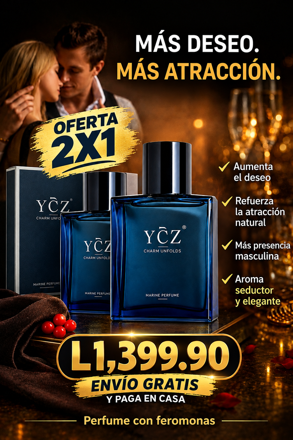 YCZ Feromonas® OFERTA 2X1: Despierta una atracción irresistible en las mujeres al instante