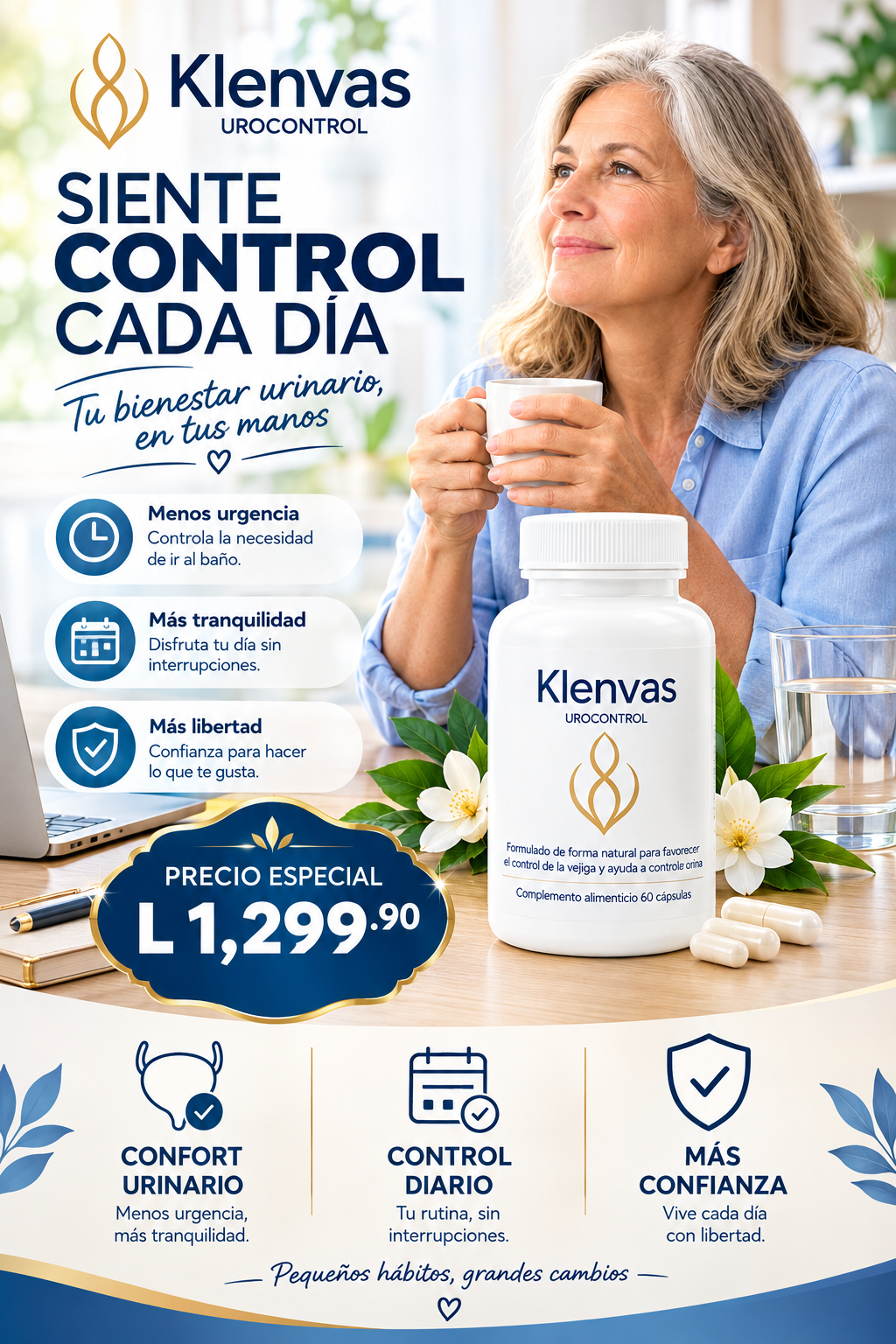 Urocontrol Klenvas®: Confort urinario y control diario frente a la urgencia y pérdidas