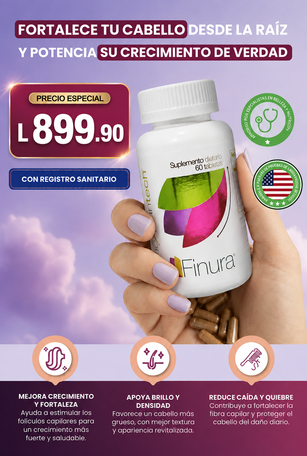 Nueva fórmula Finura®: Recupera un cabello grueso, abundante y detén la caída por completo en solo 3 semanas