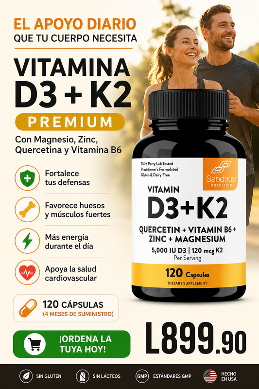 Cápsulas de Vitamina D3+K2®: Fortalece tus huesos, protege tu corazón y recupera tu energía vital en solo 3 semanas