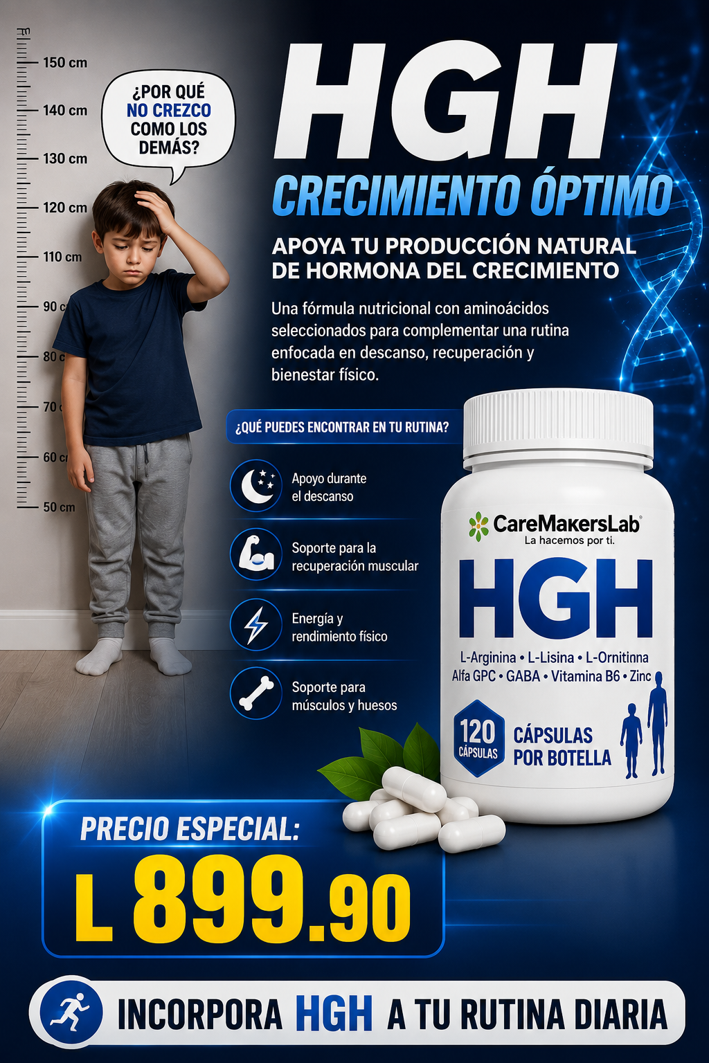 Nuevo HGH – Crecimiento Óptimo®: ¡Impulsa el desarrollo y estatura de tus hijos de forma natural en solo 4 semanas!