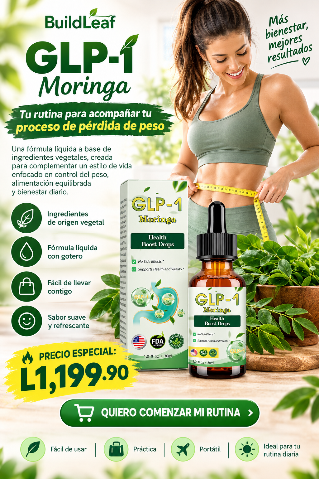 GLP-1 con Moringa®: Gotas para complementar tu rutina y control de peso